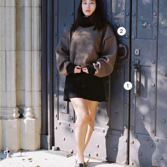 Los Angeles Apparel Wool Turtleneck Sweater with Heavy Cotton Rib, Otter, OS - Picture 4 of 6